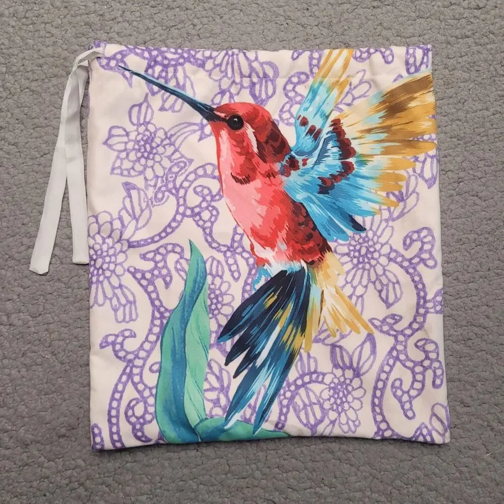 Johnny Was Blanket Throw Reversible Floral Hummingbird Boho Multicolor Print